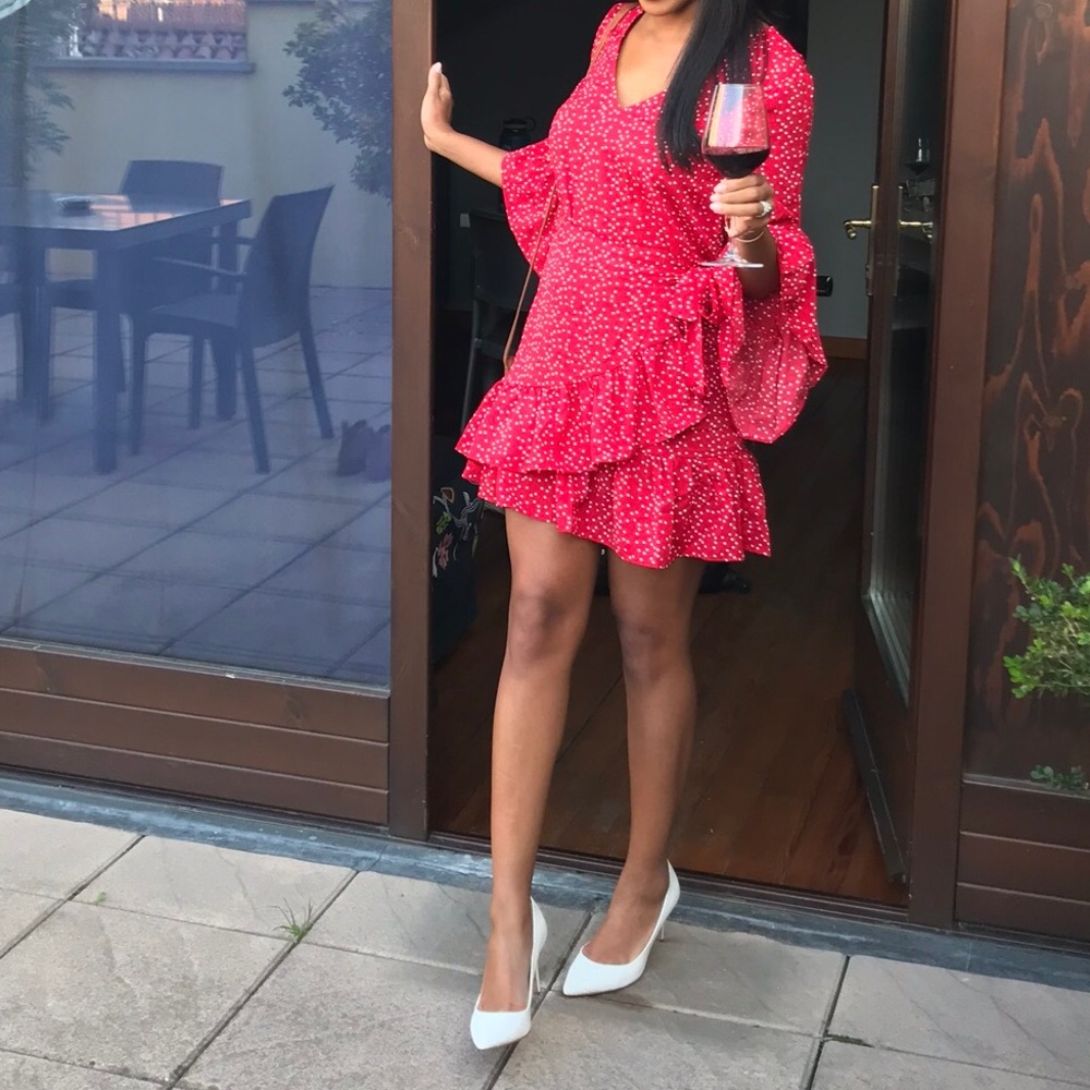 Lulu’s Red polka dot wrap dress